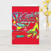 Vrede op Aarde IBlue Yellow White op rood Abstract Kaart (Gele Bloem)