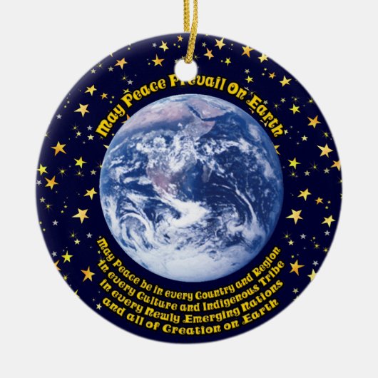 Vrede op aarde keramisch ornament (Voorkant)