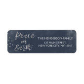 Vrede op Aarde Kerst Blauw en Zilver Folie Etiket (Voorkant)