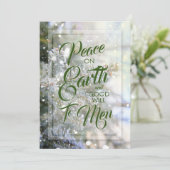 Vrede op aarde kerstboom feestdagenkaart (Staand voorkant)