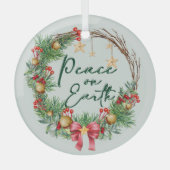 Vrede op aarde Kerstkrans Glas Ornament (Voorkant)