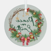 Vrede op aarde Kerstkrans Glas Ornament (Achterkant)