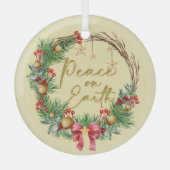 Vrede op aarde Kerstkrans Glas Ornament (Voorkant)