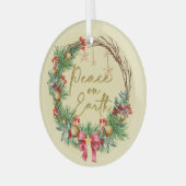 Vrede op aarde Kerstkrans Glas Ornament (Voorkant links)