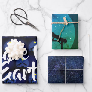 Vrede op aarde kerstmis inpakpapier vel