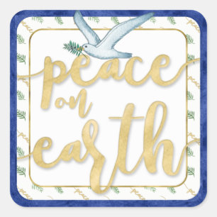 Vrede op Aarde Kerstmis Kwanzaa Hanukkah Vierkante Sticker
