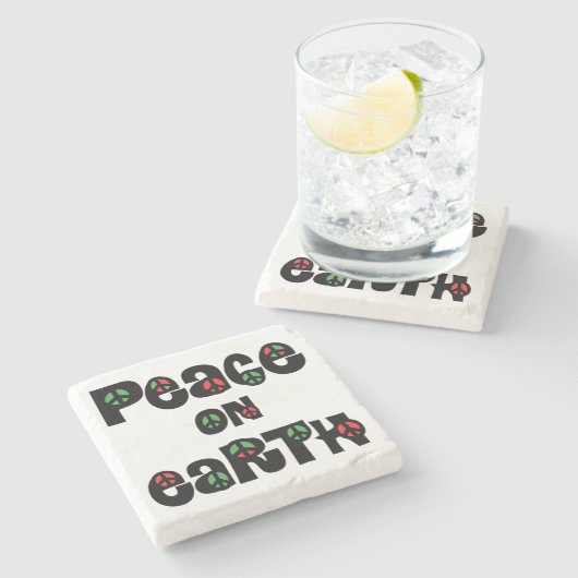Vrede op aarde kerstmis stenen onderzetter (Zijkant)