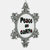 Vrede op aarde kerstmis tin sneeuwvlok ornament (Links)