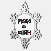 Vrede op aarde kerstmis tin sneeuwvlok ornament (Rechts)