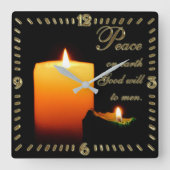 Vrede op aarde kerstvierkant wandklok vierkante klok (Voorkant)
