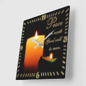 Vrede op aarde kerstvierkant wandklok vierkante klok (Hoek)