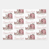 Vrede op Aarde konijn in Flowers met Kerstmis Inpakpapier Vel (Voorkant)