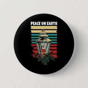 Vrede Op Aarde Lantaarn Retro Vintage Zonsondergan Ronde Button 5,7 Cm