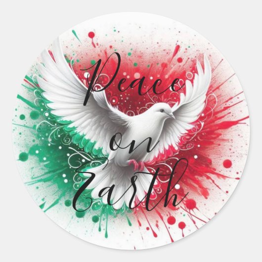 Vrede op Aarde met Dove Ronde Sticker (Voorkant)