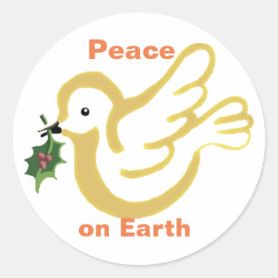 Vrede op Aarde met kerst duif met heilig Ronde Sticker