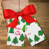 Vrede op aarde met kerstbomen cadeaulabel