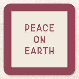 Vrede op aarde | Minimal Christmas Carol Onderzett Vierkante Kartonnen Onderzetter