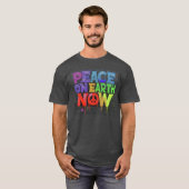 Vrede op Aarde Nu graffiti stijl Bericht T-shirt (Voorkant volledig)