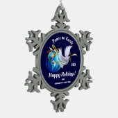 Vrede op aarde. Peace Dove Custom Tin Sneeuwvlok Ornament (Links)