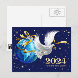  Vrede op aarde. Peace Dove Nieuwjaar 2021 Feestdagenkaart