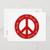 Vrede op Aarde Rode Vakantie Vredesteken Feestdagenkaart (Voorkant / Achterkant)