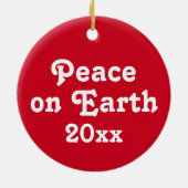 Vrede op Aarde Rood en Witte Polka Dot Keramisch Ornament (Achterkant)