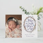Vrede op aarde Rustic Wreath kerstfoto Feestdagenkaart (Staand voorkant)