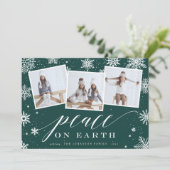 Vrede op aarde | Snowflake 3 Foto-collage Feestdagenkaart (Staand voorkant)