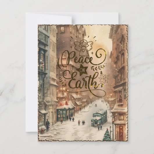 Vrede op aarde Vintage Kerstmis Kaart (Voorkant)