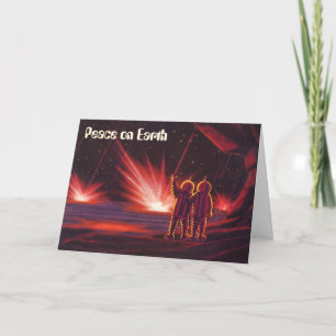 Vrede op Aarde, Vintage Kerstmis, Science Fiction Feestdagen Kaart