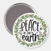 Vrede op Aarde Waterverf Wreath Magneet (Voorkant / Achterkant)