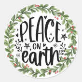 Vrede op Aarde Waterverf Wreath Ronde Sticker (Voorkant)