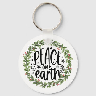 Vrede op Aarde Waterverf Wreath Sleutelhanger