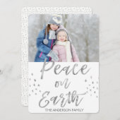 Vrede op Aarde Wit en Zilver Waterverf Foto Feestdagenkaart (Voorkant / Achterkant)