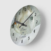 Vrede op aarde, wit paard in de winter ronde klok (Hoek)