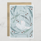 Vrede op Aarde Witte Duif Blauwe Kerst Kaart (Voorkant / Achterkant)
