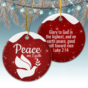 Vrede op aarde witte duif religieuze feestdag 🕊🎄 keramisch ornament
