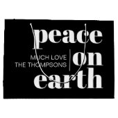 Vrede op Aarde Zwart Modern Kerstmis Groot Cadeauzakje (Achterkant)