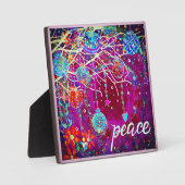 Vrede  Ornamenten Kerst Paarse Fotoplaat (Voorkant)