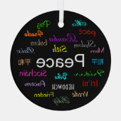 Vrede over de hele wereld in zwart glas ornament (Achterkant)