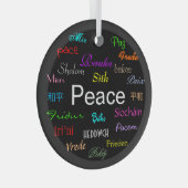 Vrede over de hele wereld in zwart glas ornament (Voorkant Rechts)