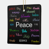 Vrede over de hele wereld in zwart keramisch ornament (Links)