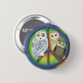 Vrede Owl~ Buttonnen! Ronde Button 5,7 Cm (Voorkant /achterkant)