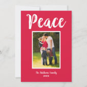 Vrede Rood Geborsteld Script Foto Feestdagenkaart (Voorkant)