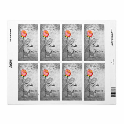 Vrede Roos bruiloft Etiket (Full Sheet)