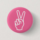 Vrede roze wit handteken modern grafisch ronde button 3,2 cm (Voorkant)