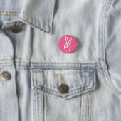 Vrede roze wit handteken modern grafisch ronde button 3,2 cm (In situ)