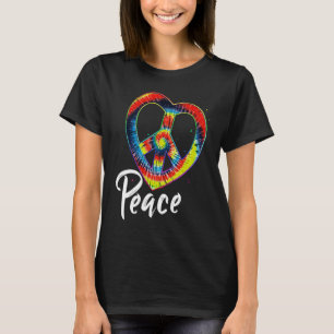 Vrede Tie Dye Antieke Hart Hippie Retro Groovy Gi T-shirt