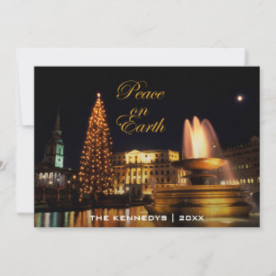 Vrede - Trafalgar Vierkant bij Kerstmis, Londen Feestdagenkaart