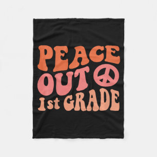 Vrede uit 1e klas Grappige Retro 70's Laatste dag Fleece Deken